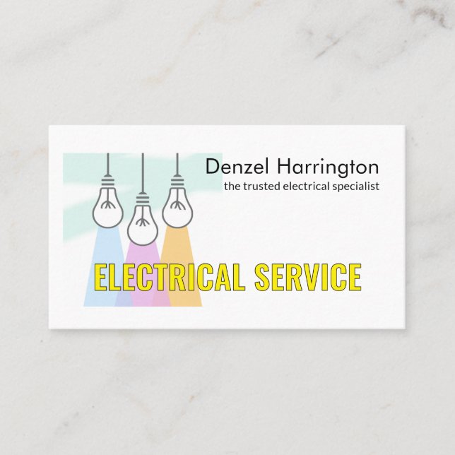 Creative Bright Down Lights Electrical Service Business Card (Front)
