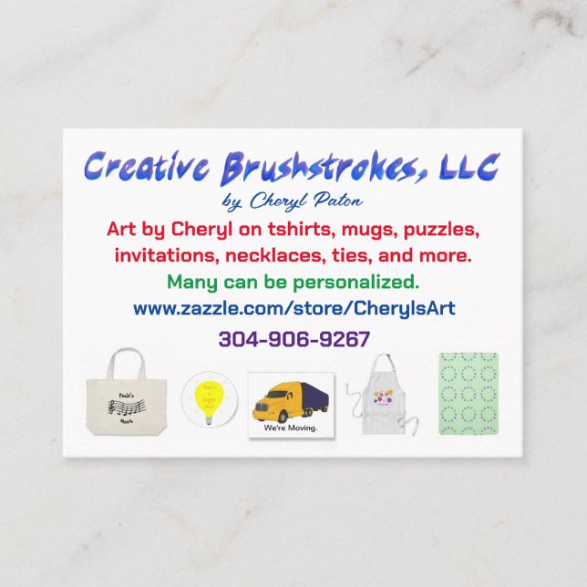 Creative Brushstrokes LLC business cards 2023 (Front)