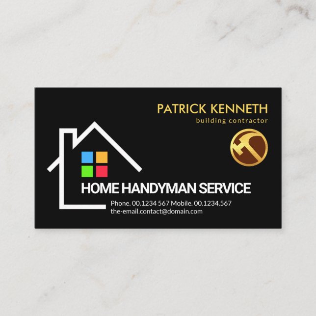 Creative Building Frame Handyman Roofing Business Card (Front)