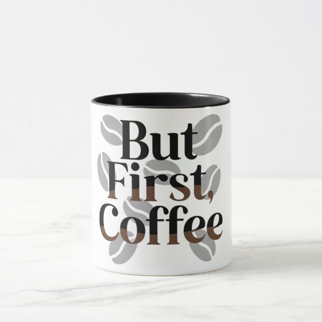 Creative "But First, Coffee" Typography Mug (Centre)