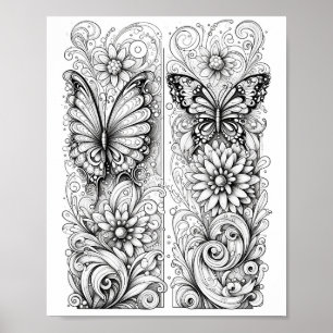 Creative Butterfly Color Page 8x10 Poster