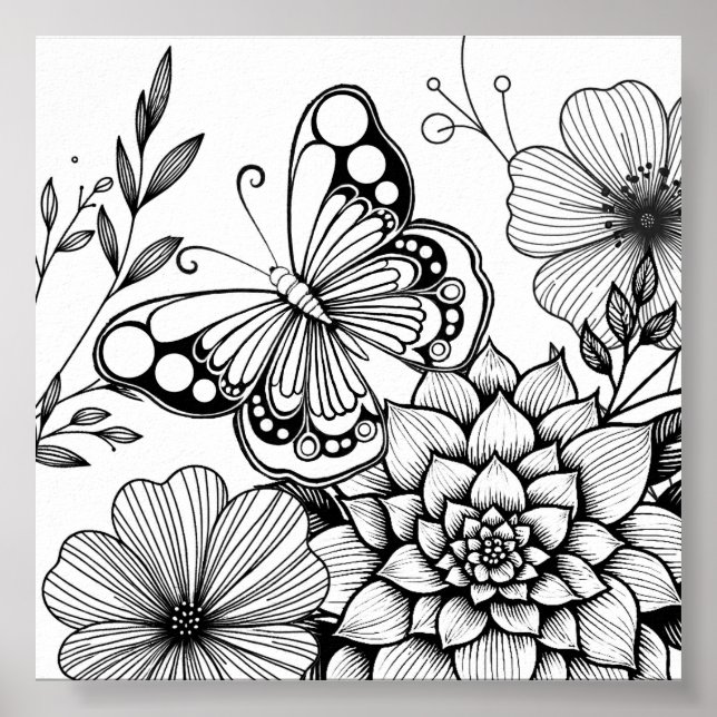 Creative Butterfly Colour Page Poster (Front)