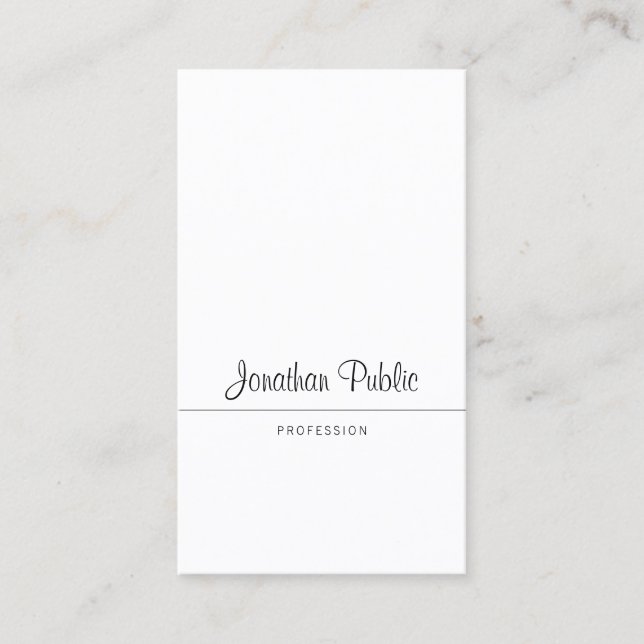 Creative Calligraphy Script Trendy Simple Plain Business Card (Front)