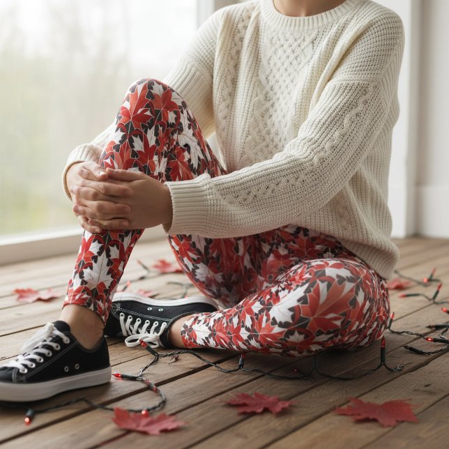 Creative Canadian Maple Leaf Pattern ID1072 Leggings (Creator Uploaded)