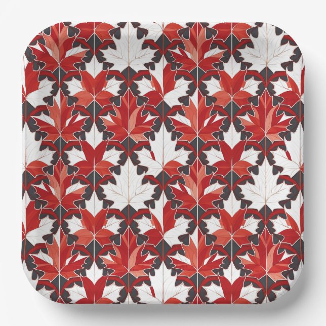 Creative Canadian Maple Leaf Pattern ID1072 Paper Plate (Front)