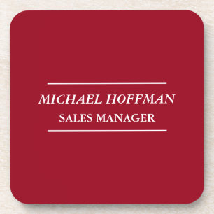 Creative Carmine Red Minimalist Classical Italic Coaster
