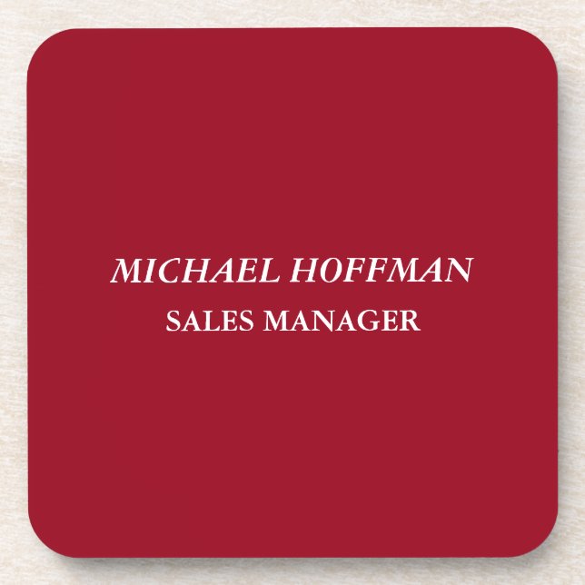 Creative Carmine Red Minimalist Classical Italic Coaster (Front)
