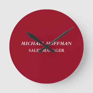 Creative Carmine Red Minimalist Classical Italic Round Clock