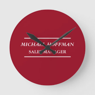 Creative Carmine Red Minimalist Classical Italic Round Clock