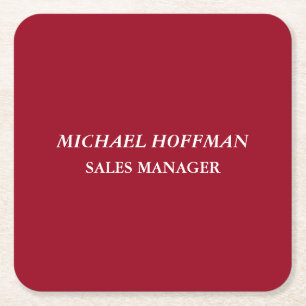 Creative Carmine Red Minimalist Classical Italic Square Paper Coaster