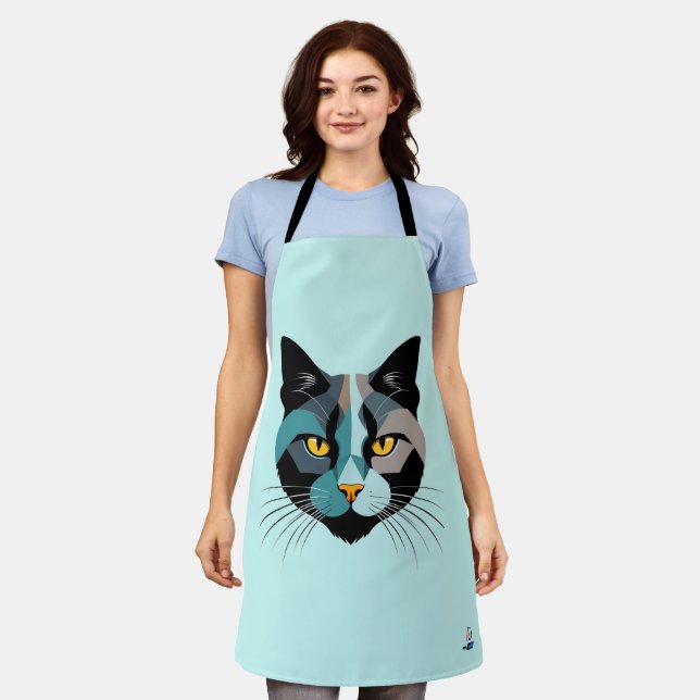 Creative Cat Head Illustration Apron (Worn)