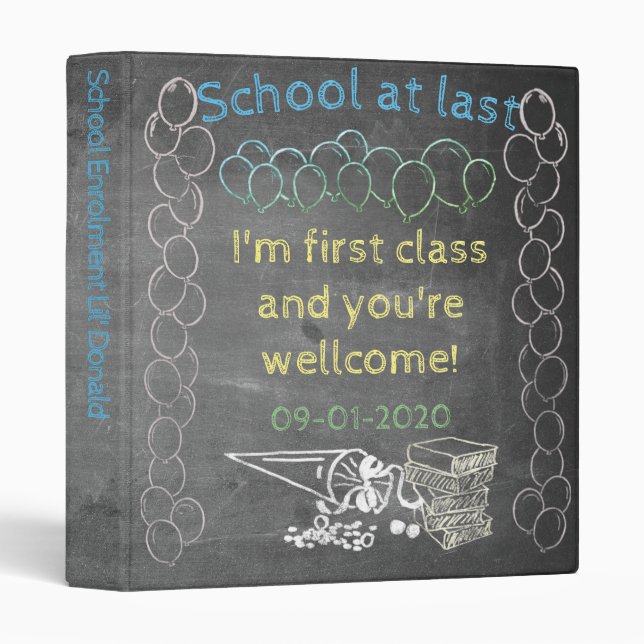 Creative Chalkboard School Illustration Binder (Front/Spine)