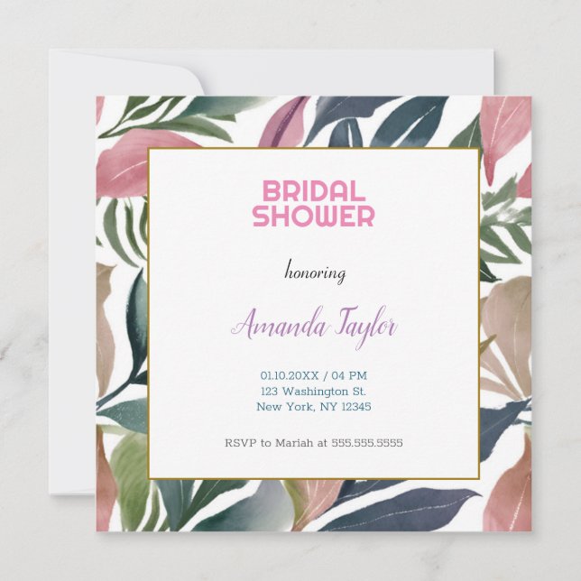 Creative Chic Floral Minimalist Bridal Shower Invitation (Front)