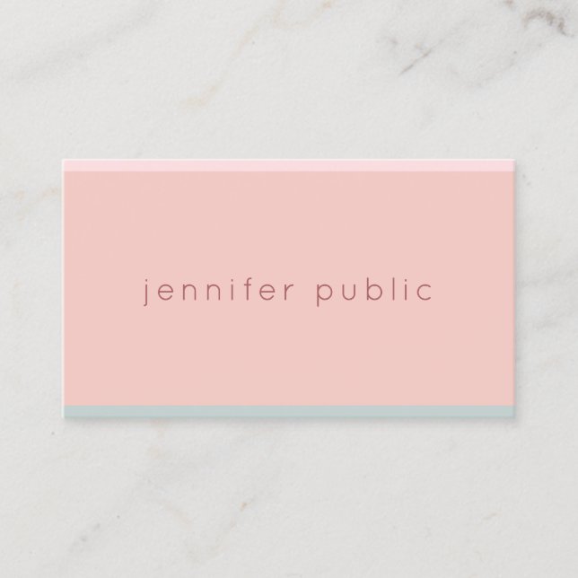 Creative Chic Pink Green Modern Simple Template Business Card (Front)