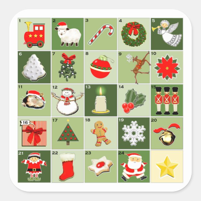 Creative Christmas Countdown Square Sticker (Front)
