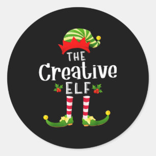 Creative Christmas Elf Matching Pajama X-mas Party Classic Round Sticker