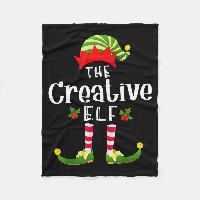 Creative Christmas Elf Matching Pajama X-mas Party Fleece Blanket (Front)