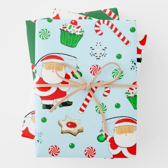 Creative Christmas Fishing Gift Wrapping Paper Sheet (In situ)