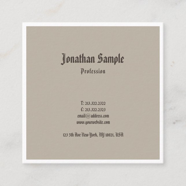 Creative Classic Nostalgic Design American Text Square Business Card (Front)