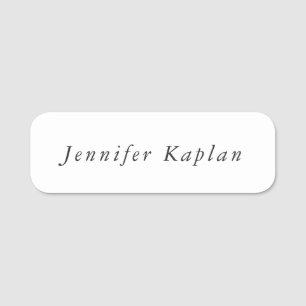 Creative Classical White Minimalist Professional Name Tag