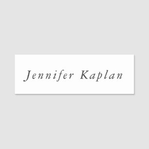 Creative Classical White Minimalist Professional Name Tag