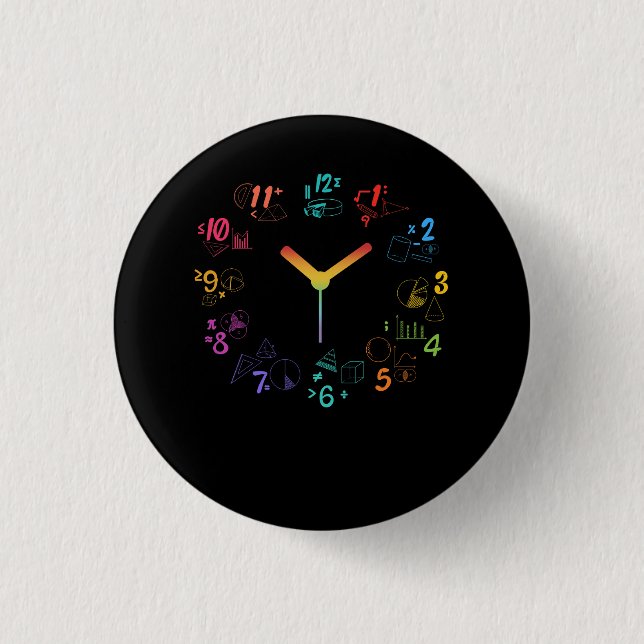 Creative Clock Math Love this Math clock Time Math 1 Inch Round Button (Front)