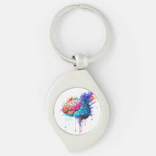 Creative Colourful Brain Splash Artwork Keychain