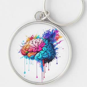Creative Colourful Brain Splash Artwork Keychain