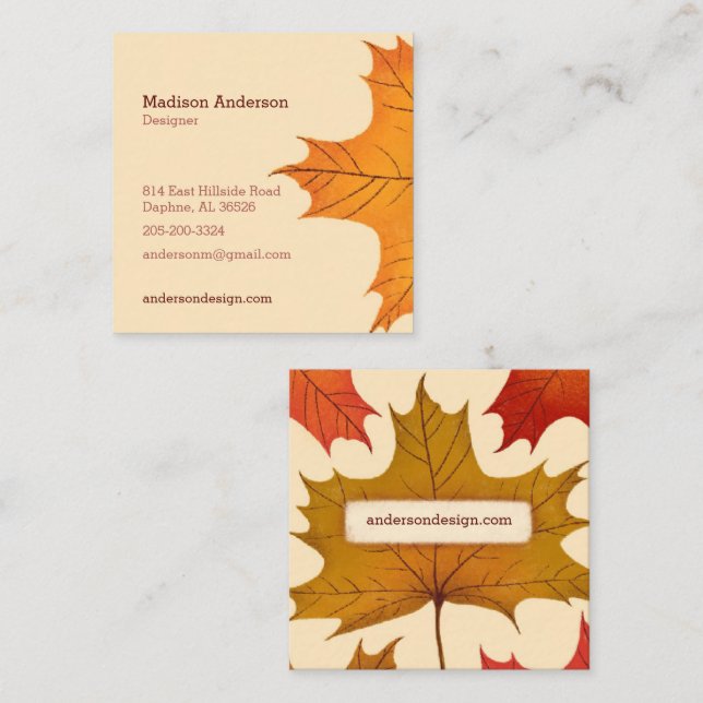 Creative Colourful Fall Maple Leaf Business Card (Front/Back)