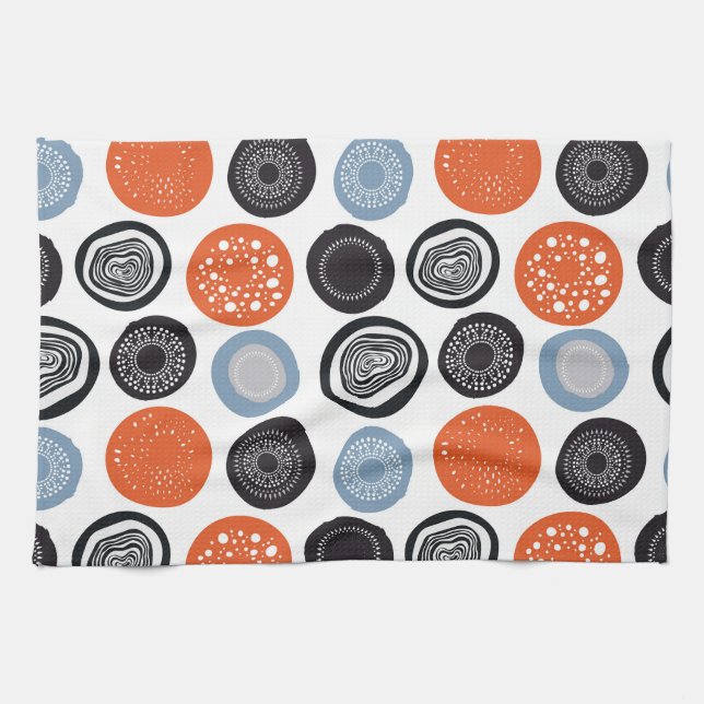 Creative, colourful geometric circle pattern. kitchen towel (Horizontal)