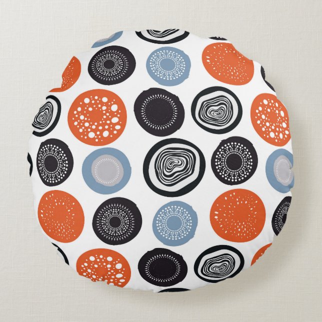 Creative, colourful geometric circle pattern. round pillow (Front)