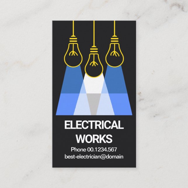 Creative Colourful Lighting Bulbs Electrical Business Card (Front)