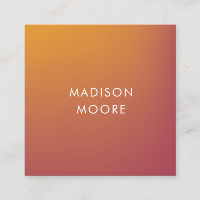 Creative Colourful Red Orange Gradient Ombré Square Business Card (Front)