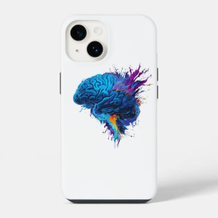 Creative Colourful Splash Brain Design iPhone 14 Case