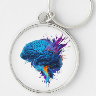 Creative Colourful Splash Brain Design Keychain