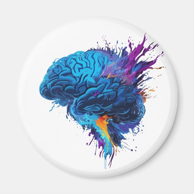 Creative Colourful Splash Brain Design Magnet (Front)