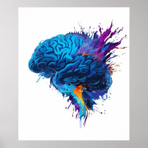 Creative Colourful Splash Brain Design Poster