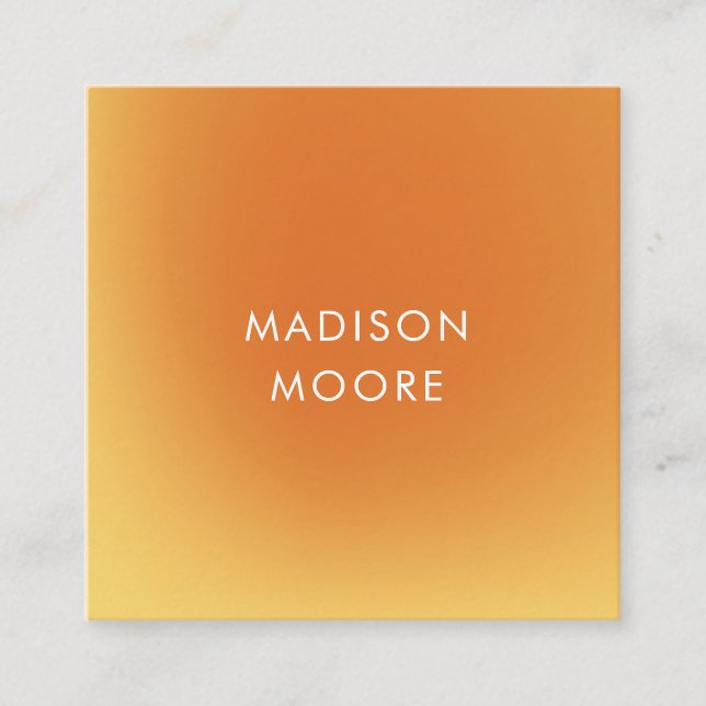 Creative Colourful Yellow Orange Gradient Ombré Square Business Card (Front)