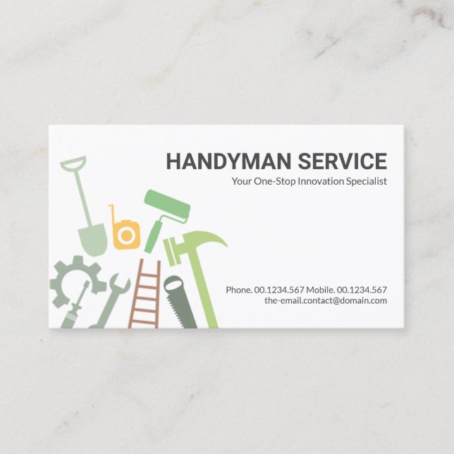Creative Construction Handyman Tools Home Repair Business Card (Front)