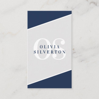 CREATIVE CORNERS classy monogram navy grey white Business Card