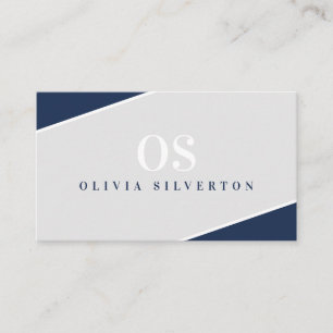 CREATIVE CORNERS classy monogram navy grey white Business Card