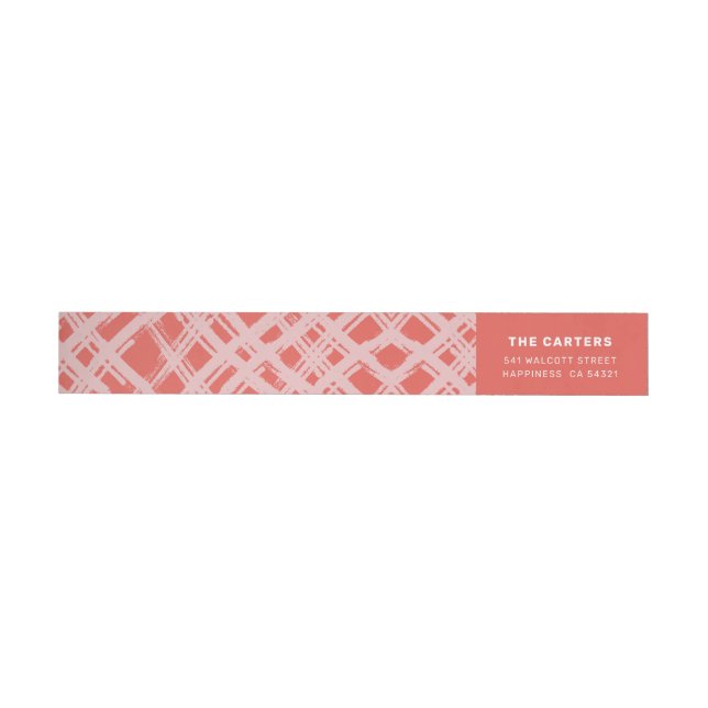 CREATIVE CROSSHATCH pattern red and pink holiday Wrap Around Label (Individual)