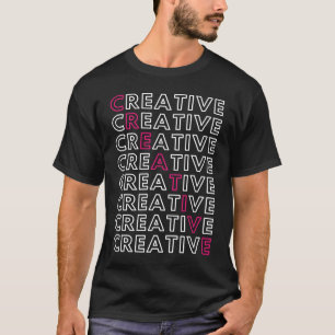 Creative Crossword Box with Pink and White Letters T-Shirt