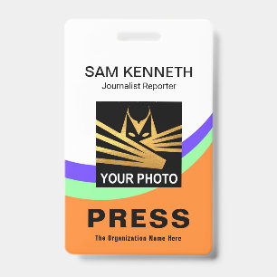 Creative Curvature Wave Press Photo ID Badge