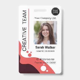 Creative designer Employee Photo Logo Name Orange  Badge