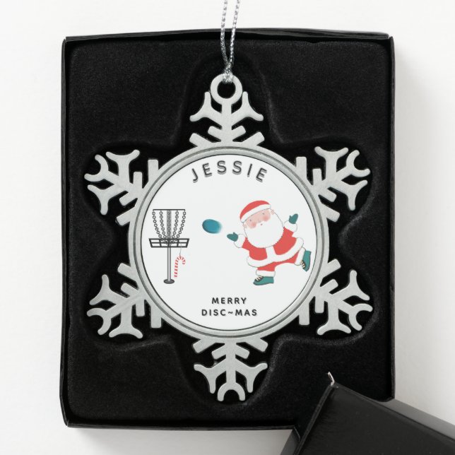 Creative Disc Golf Snowflake Pewter Christmas Ornament (Box)