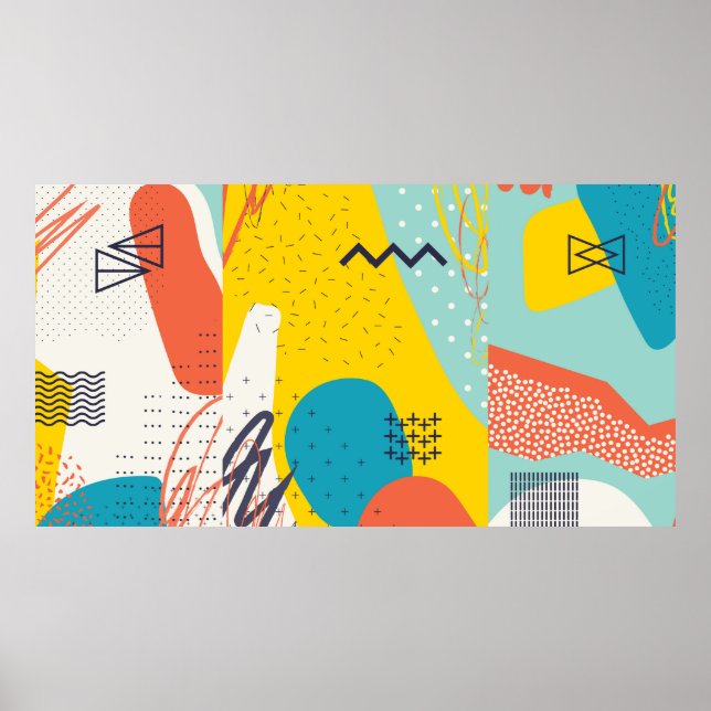 Creative doodle art header with different shapes a poster (Front)