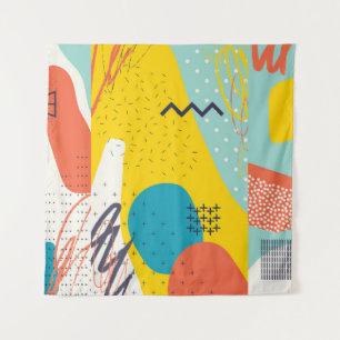 Creative doodle art header with different shapes a tapestry