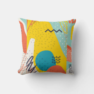 Creative doodle art header with different shapes a throw pillow