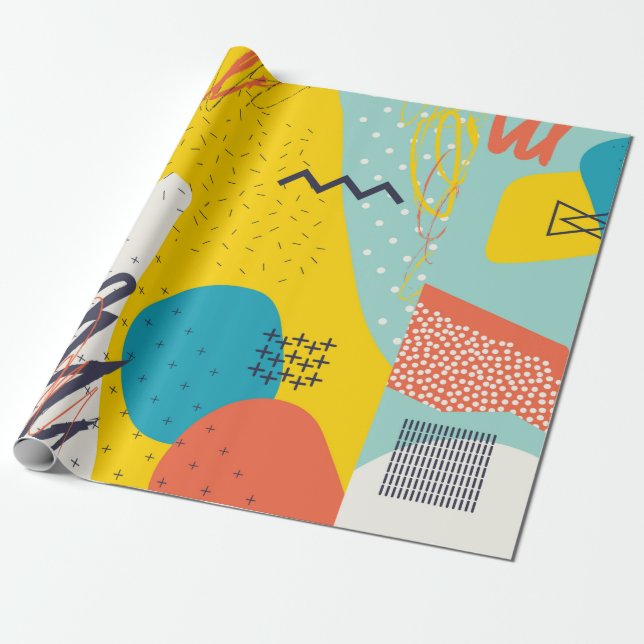 Creative doodle art header with different shapes a wrapping paper (Unrolled)